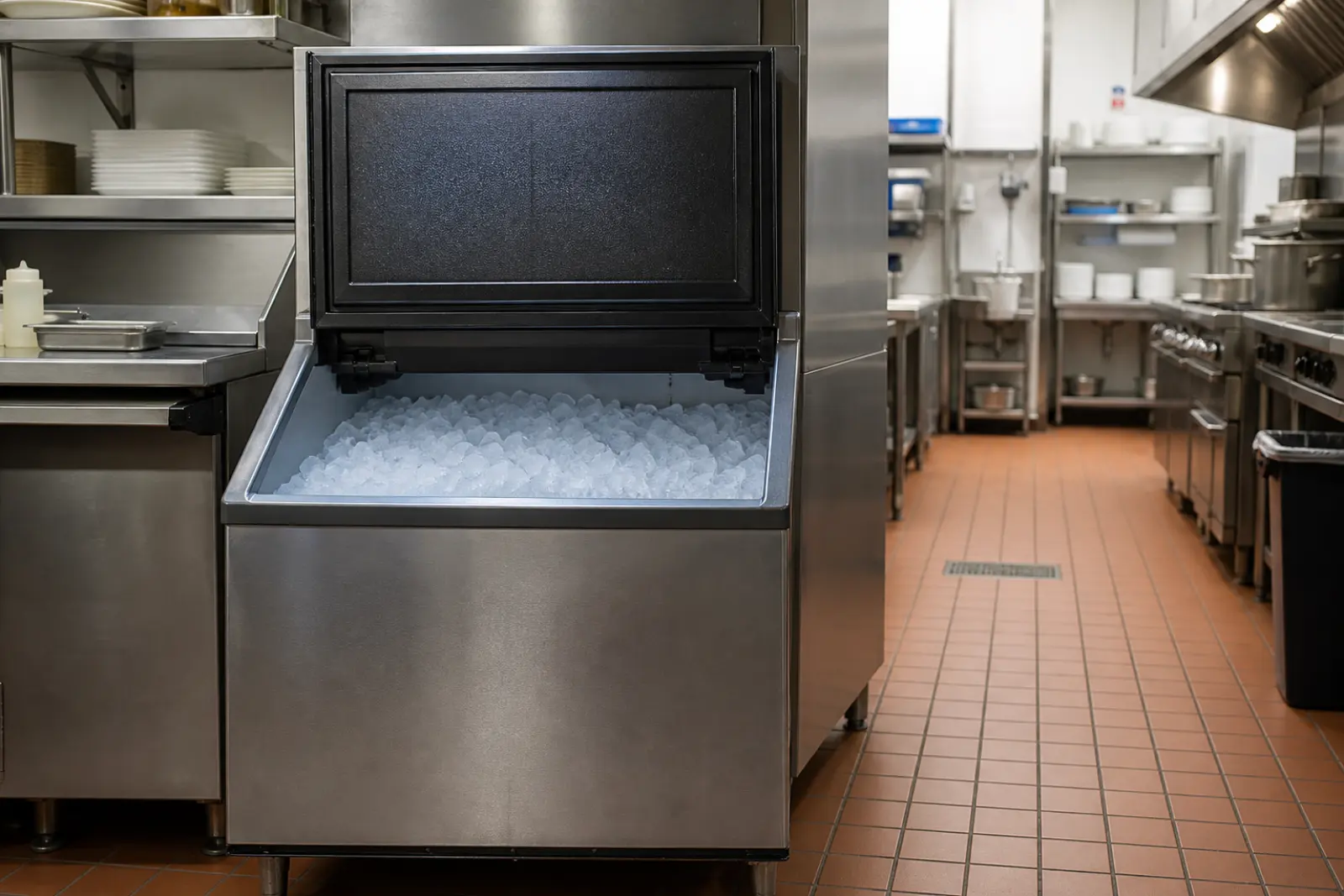 Commercial ice machine similar to Scotsman equipment in a Leesburg kitchen